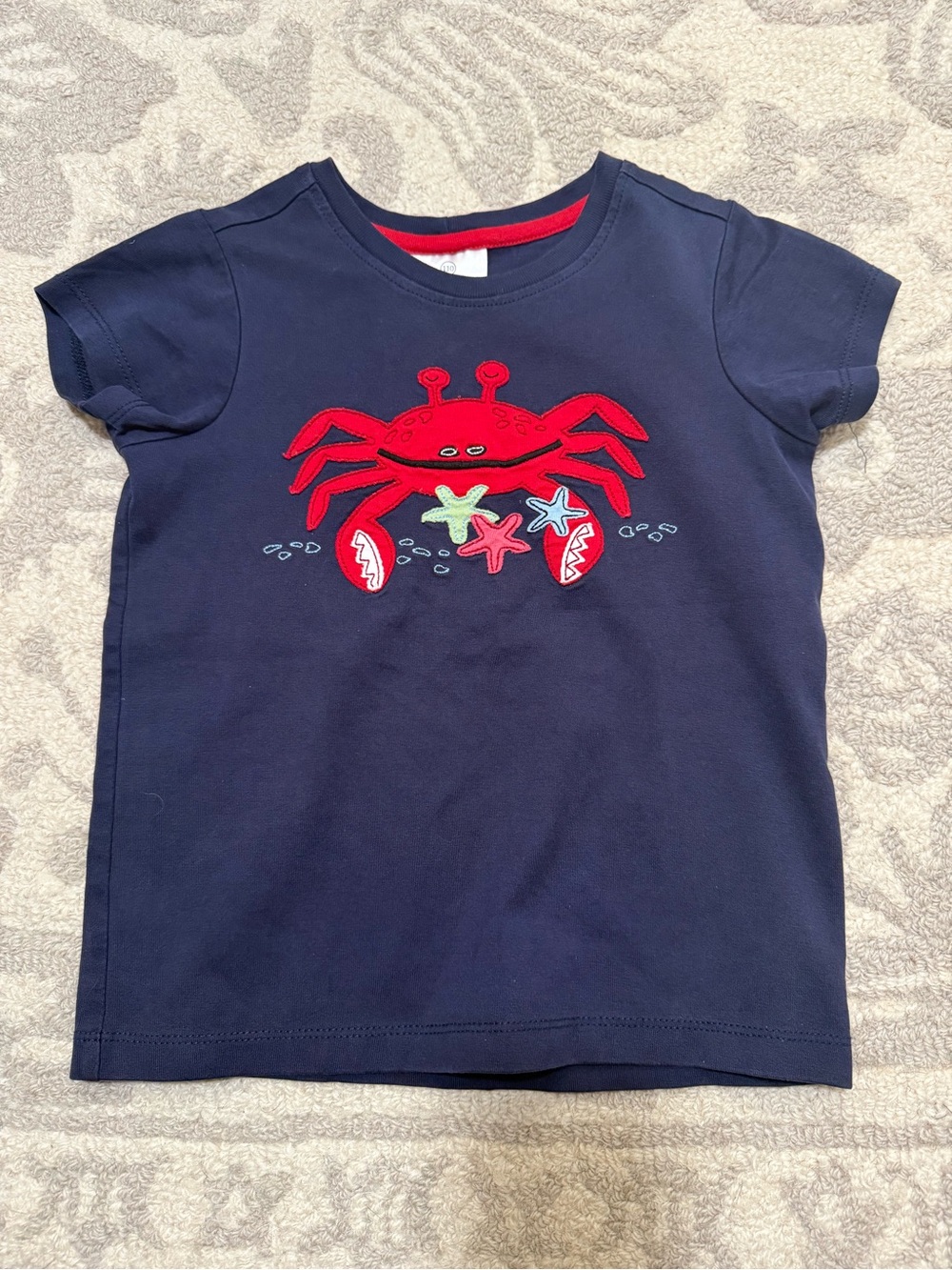 Hanna Andersson Navy Short-Sleeve Tee with Red Crab